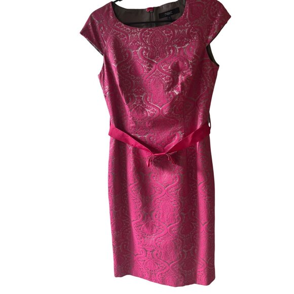 next Dresses & Skirts - NEXT Pink Jacquard Cap Sleeve Dress With Satin Belt By Next Size 12